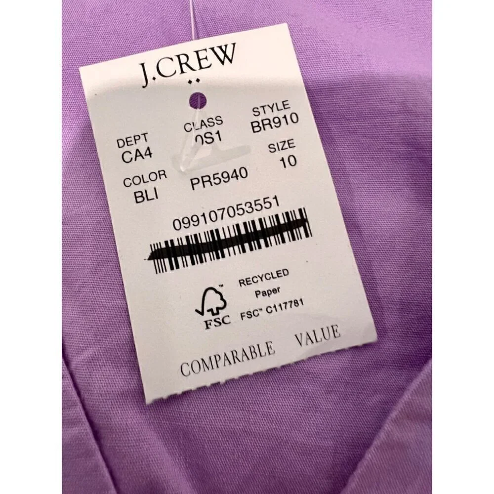 New J. Crew Size 10 Faux-Wrap Sleeveless Mini Dress Purple *Stain*